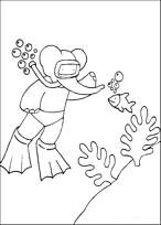 coloriage babar fait de la plongee